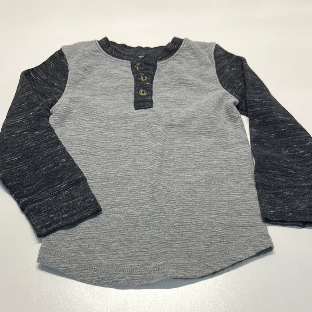 Gray and Black Long Sleeve Raglan Tee